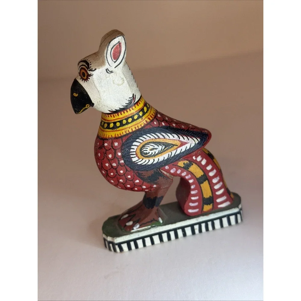 Hand-painted Wooden Bird Figurine In Pattachitra Folk Art Style Made In India 4